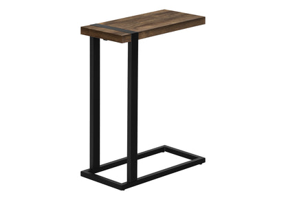 25" Brown and Black Distressed Wood and Metal End Table