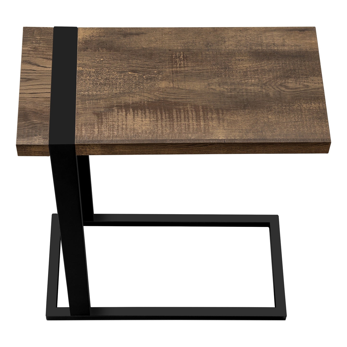 25" Brown and Black Distressed Wood and Metal End Table