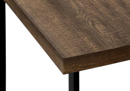 25" Brown and Black Distressed Wood and Metal End Table