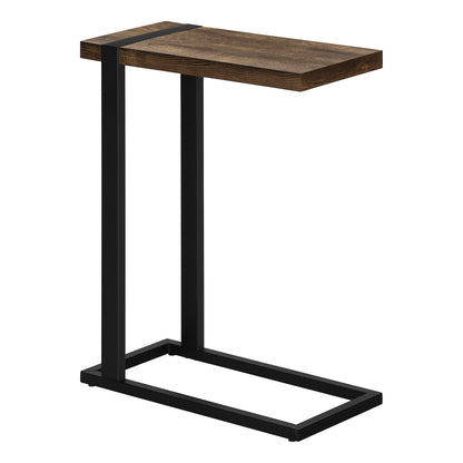 25" Brown and Black Distressed Wood and Metal End Table