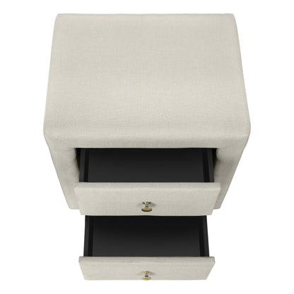 21" Beige Wood Two Drawer Nightstand