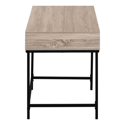 47" Taupe and Black Wood and Metal H-Shape Computer Desk With Two Drawers