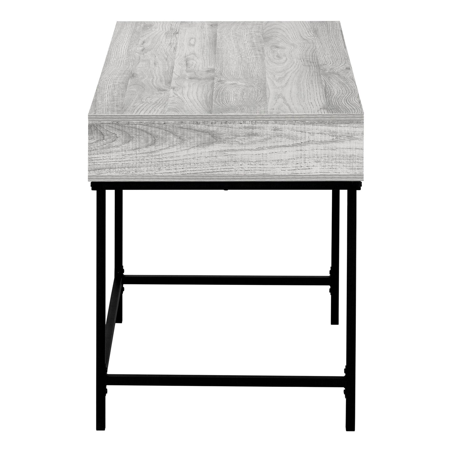 47" Gray and Black Wood and Metal H-Shape Computer Desk With Two Drawers