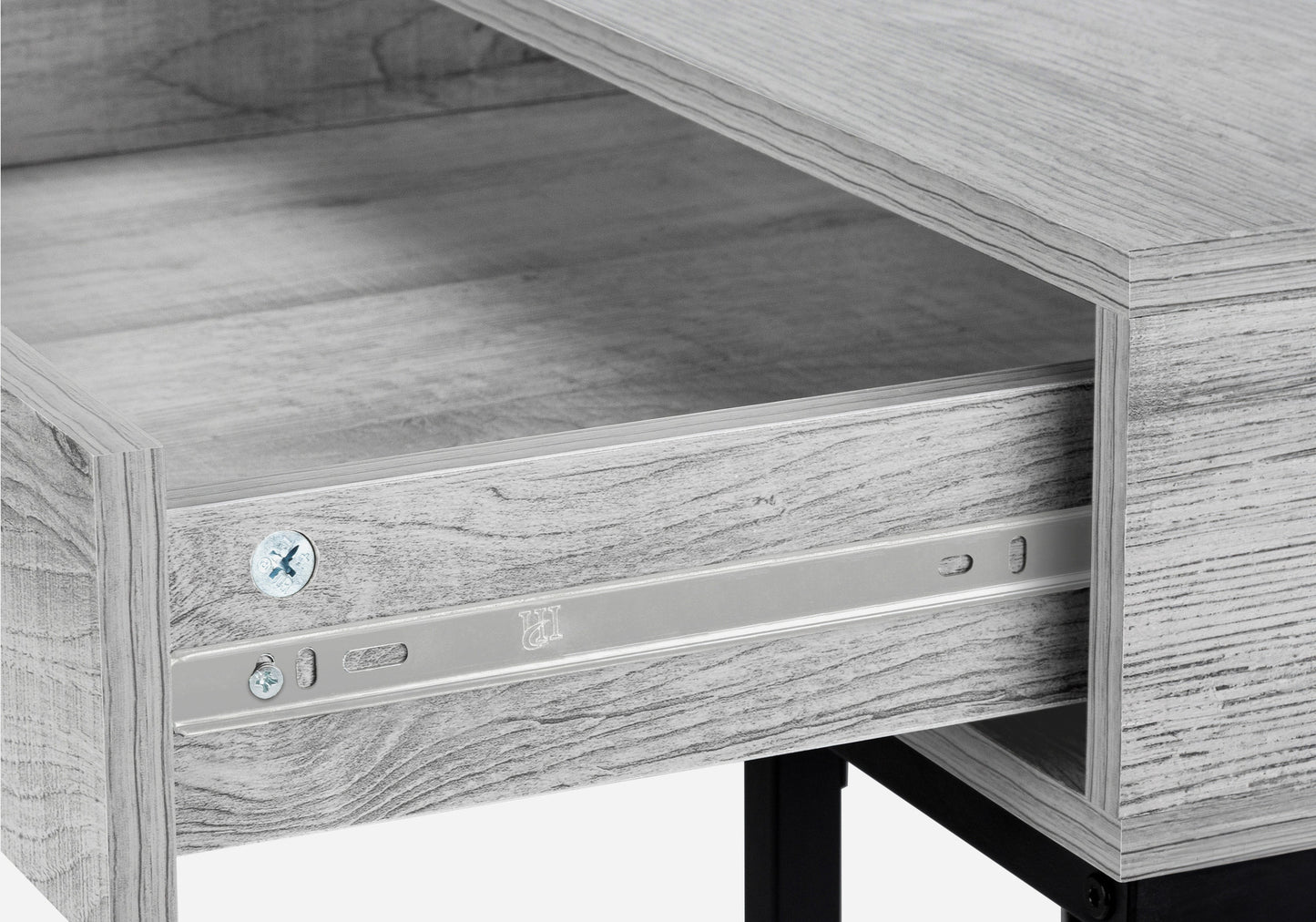 47" Gray and Black Wood and Metal H-Shape Computer Desk With Two Drawers