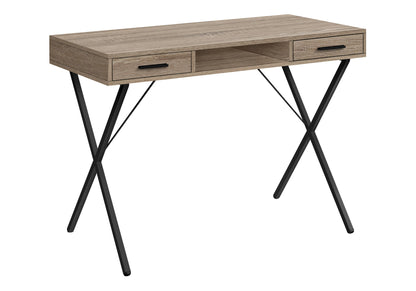 42" Taupe and Black Computer Desk With Two Drawers