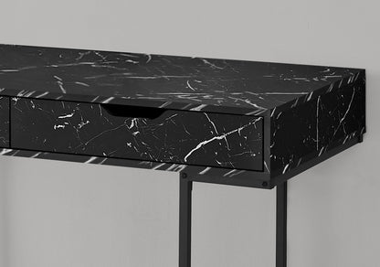 47" Black and White Wood and Metal H-Shape Computer Desk With Two Drawers
