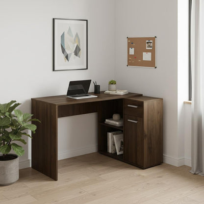 46" Brown Wood L Shape Computer Desk