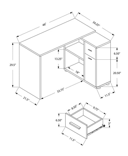 46" Brown Wood L Shape Computer Desk