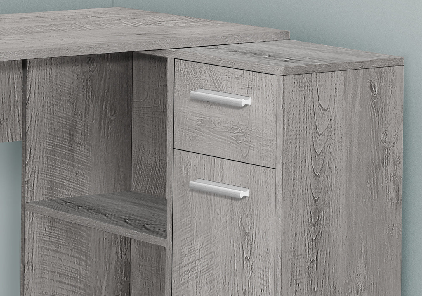 46" Gray Wood L Shape Computer Desk