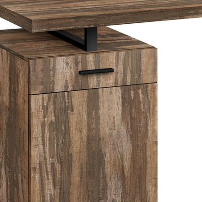 47" Brown and Black Wood and Metal Sled Computer Desk