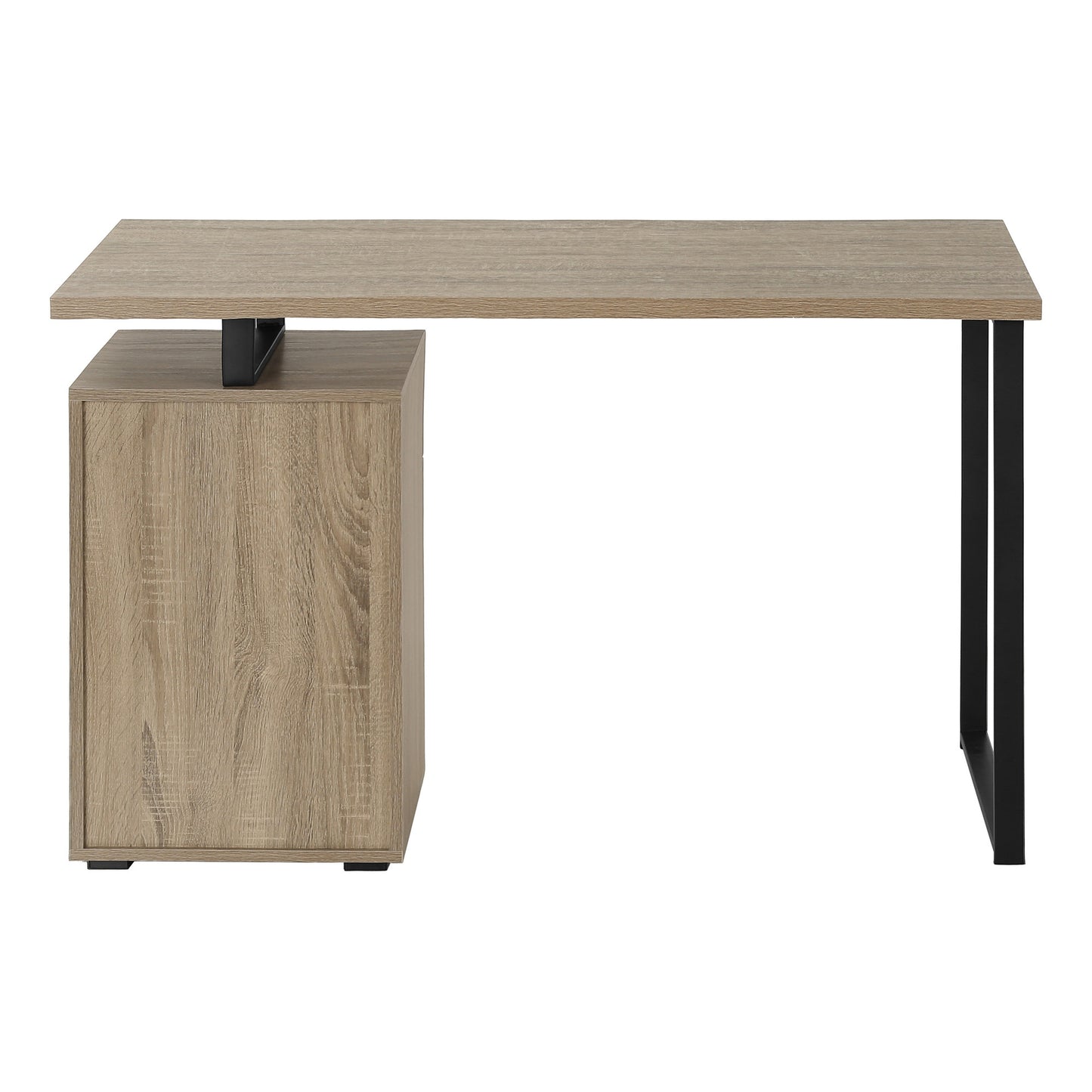 47" Taupe and Black Wood and Metal Sled Computer Desk