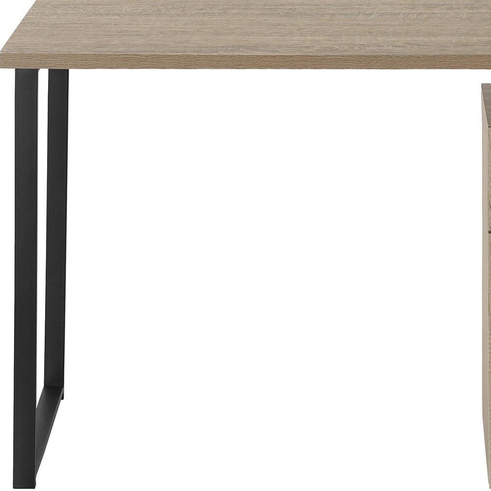 47" Taupe and Black Wood and Metal Sled Computer Desk