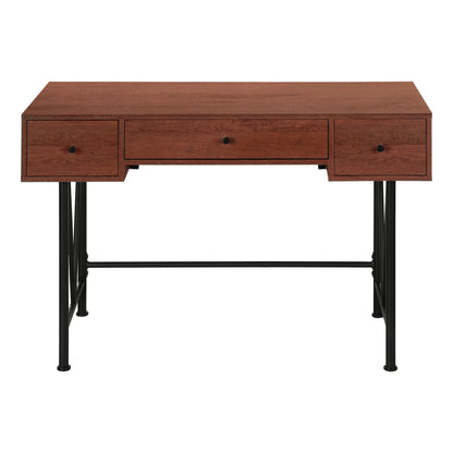 47" Brown and Black Computer Desk With Three Drawers