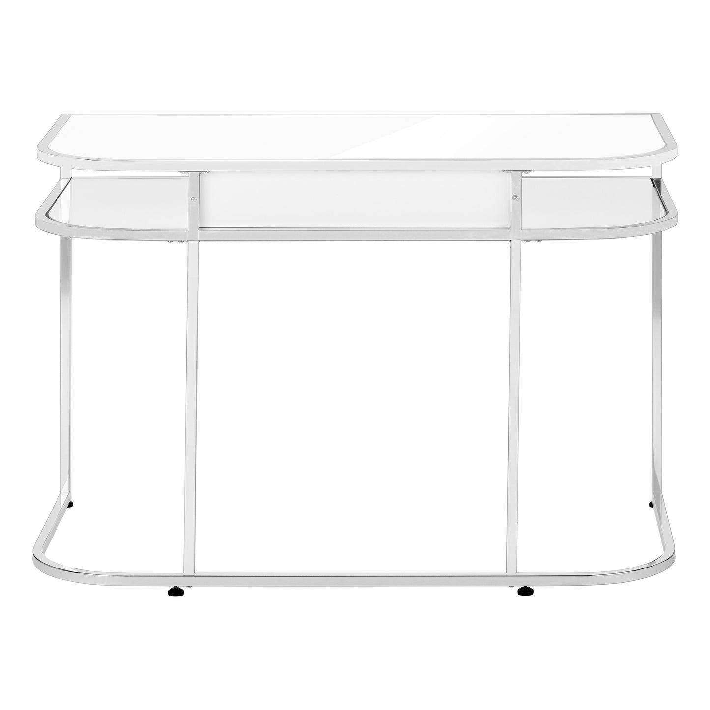 47" White and Silver Wood and Metal Sled Computer Desk