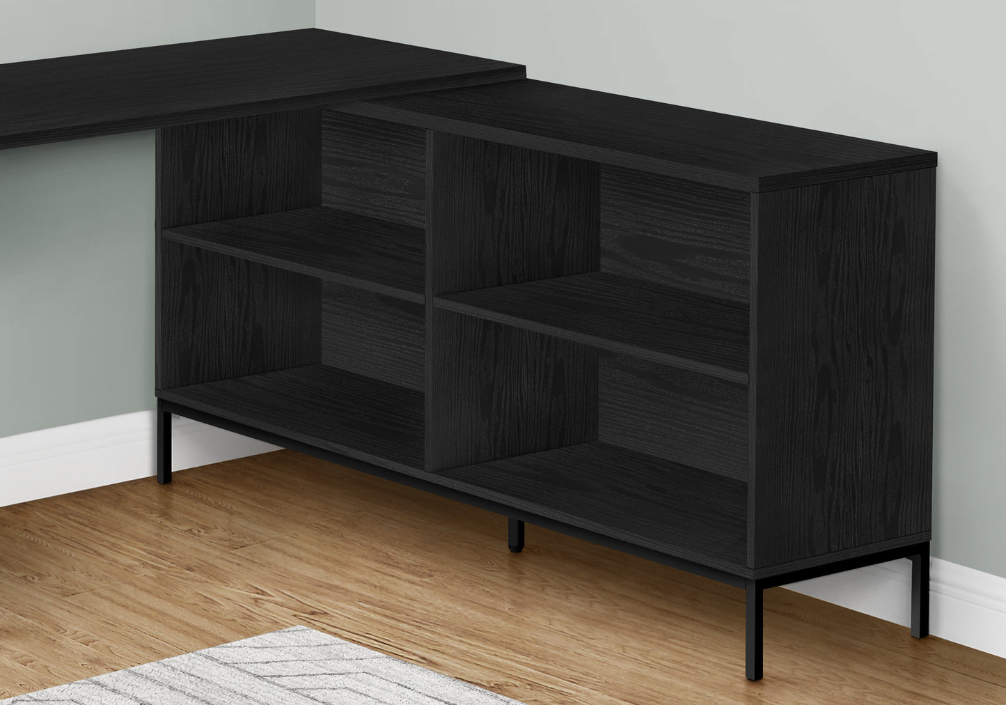 60" Black L Shape Computer Desk With Three Drawers