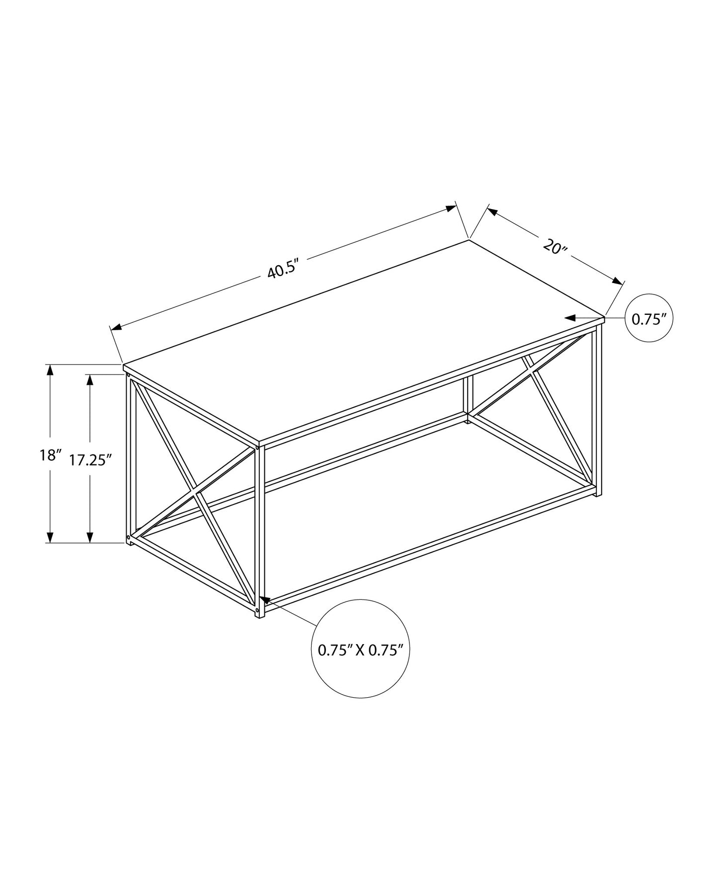 41" Taupe And Black Metal Coffee Table
