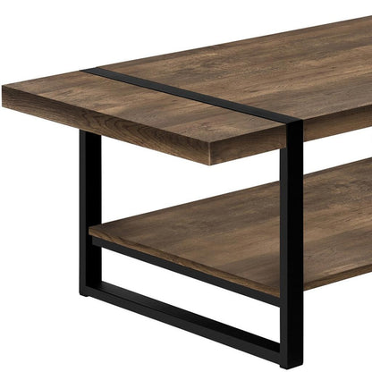 47" Brown And Black Wood Coffee Table With Shelf