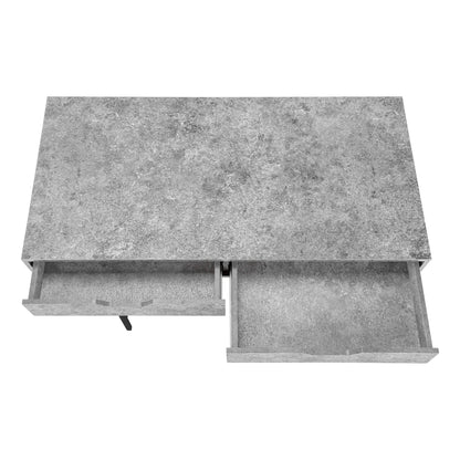 47" Gray and Black Wood and Metal H-Shape Computer Desk With Two Drawers
