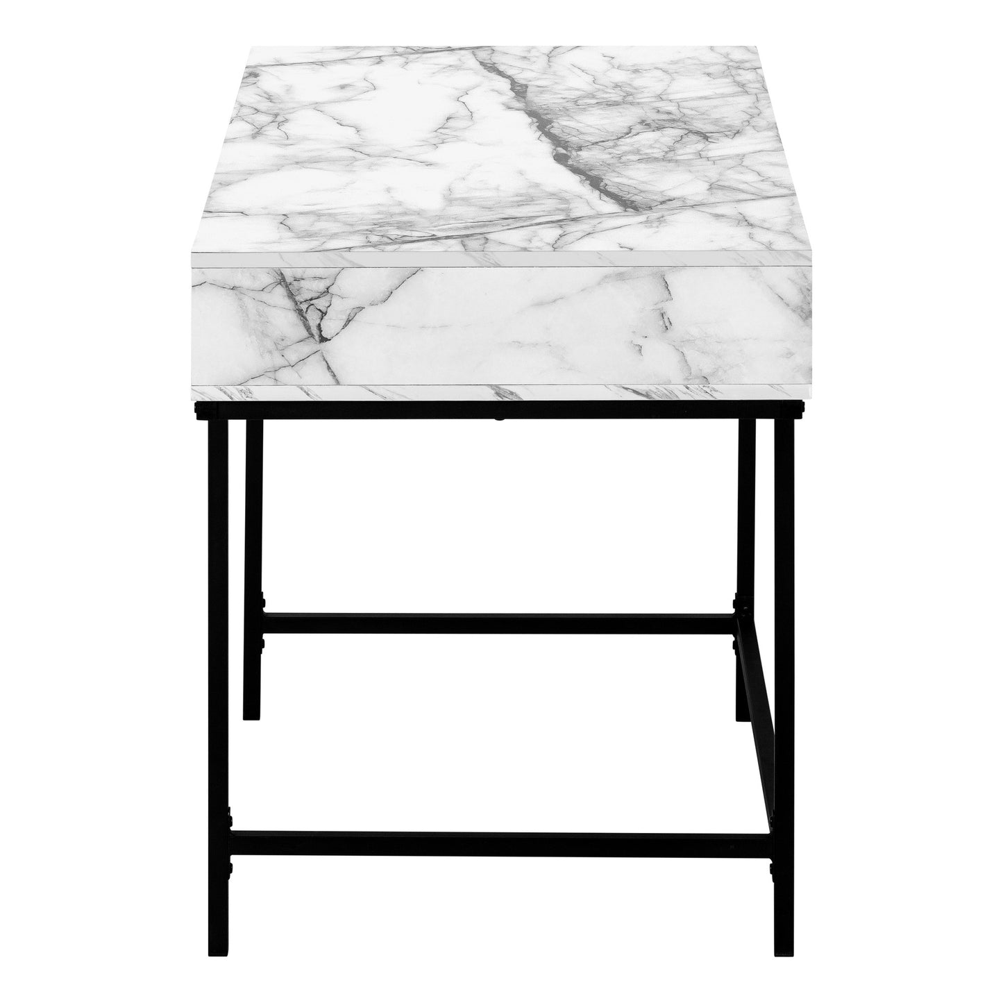 47" White and Black Wood and Metal H-Shape Computer Desk With Two Drawers