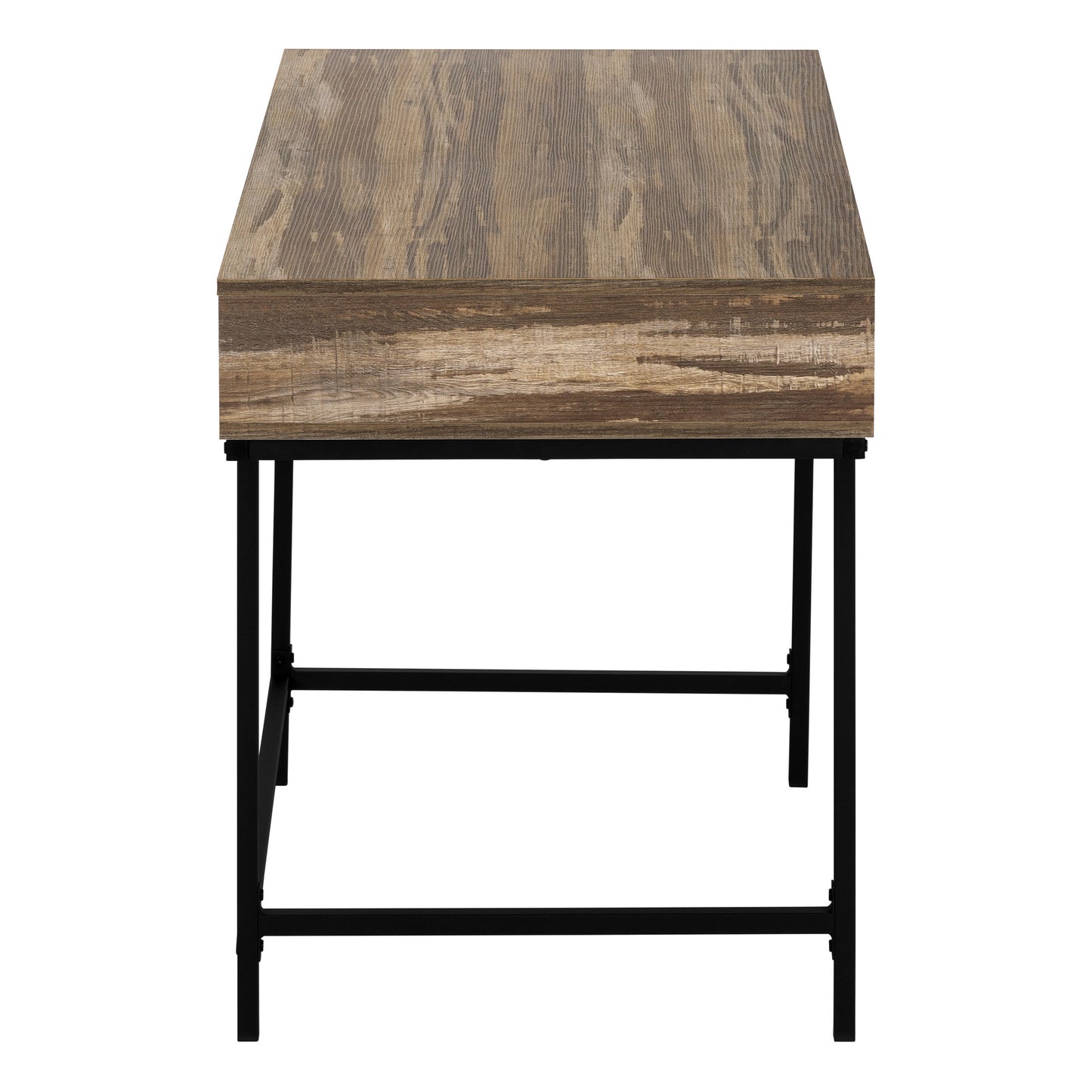 47" Brown and Black Wood and Metal H-Shape Computer Desk With Two Drawers