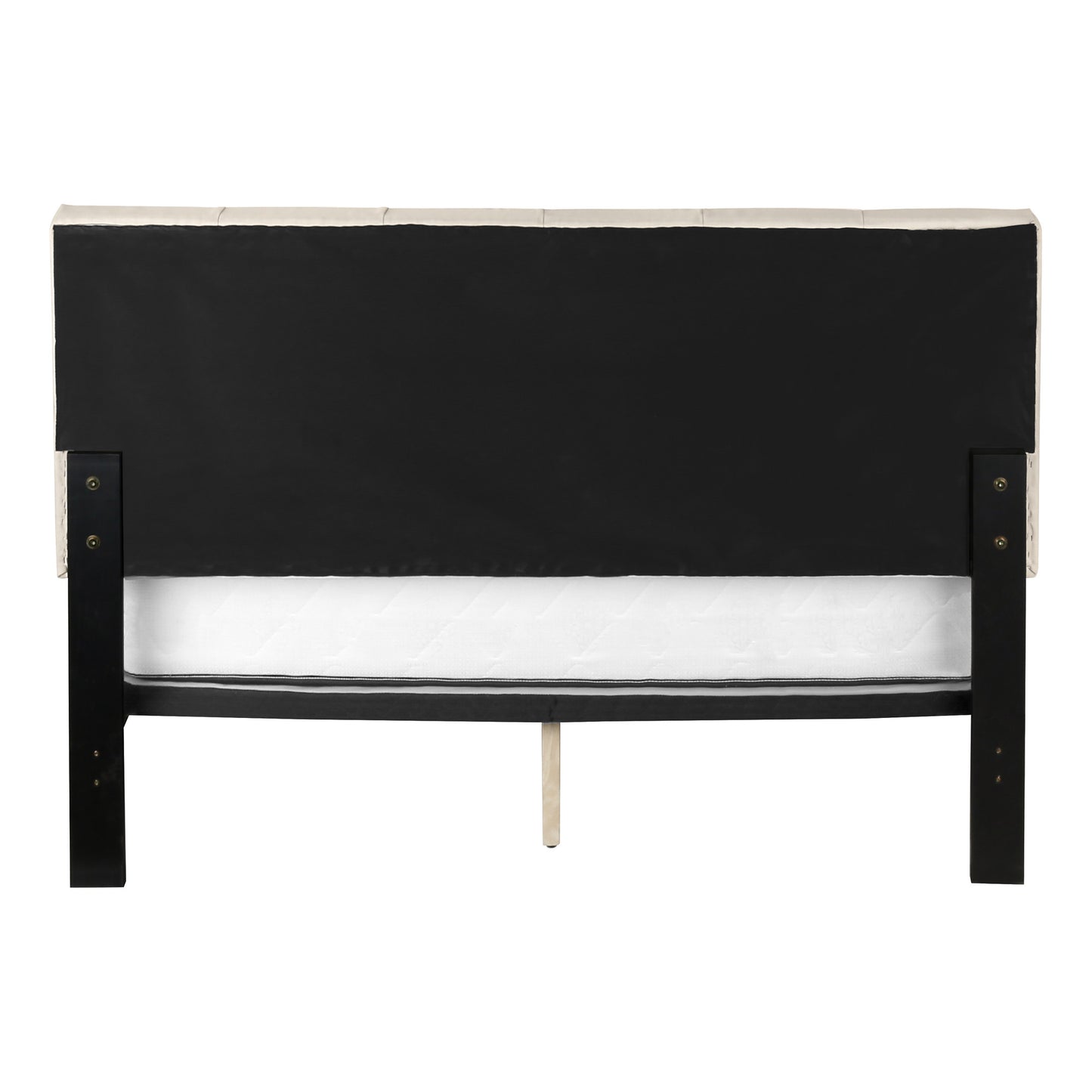 Beige Tufted Linen Queen Bed Frame