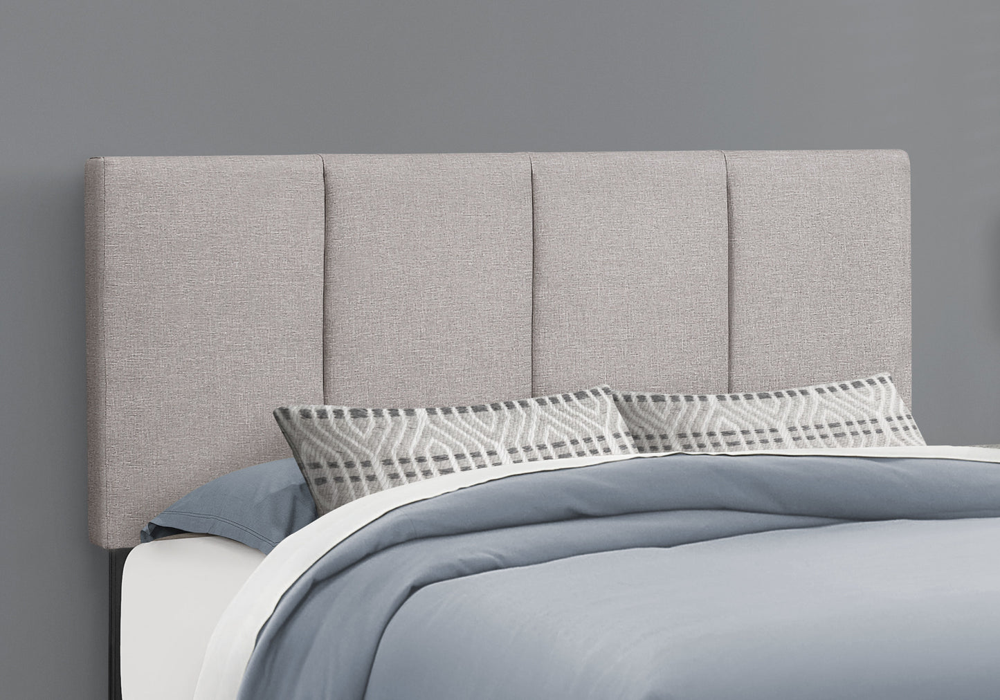 Gray and Black Tufted Linen Queen Bed Frame