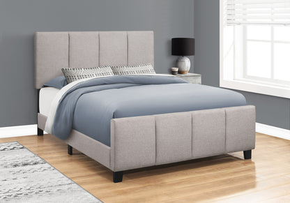 Gray and Black Tufted Linen Queen Bed Frame