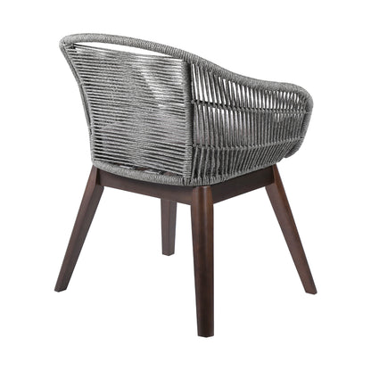 27" Gray Solid Wood Outdoor Dining Chair with Gray Cushion