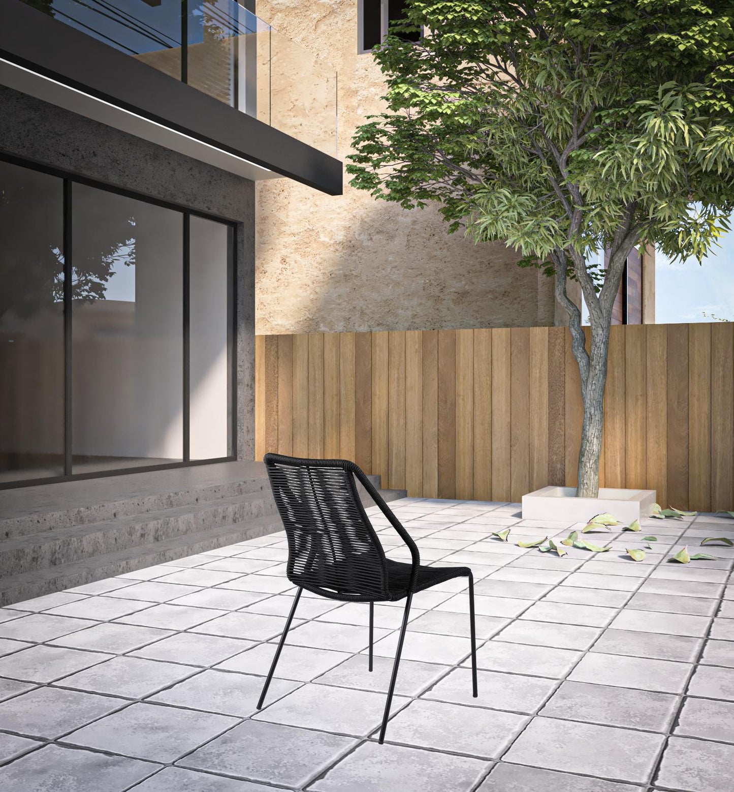 Set of Two 22" Black Metal Outdoor Dining Chair
