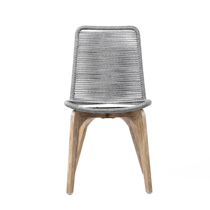 Set of Two 18" Gray Solid Wood Outdoor Dining Chair