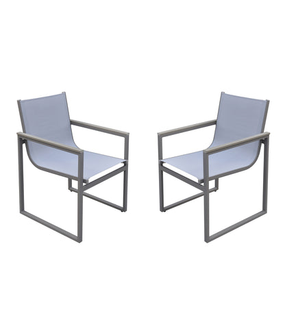 Set of Two 22" Light Gray Metal Outdoor Dining Chair