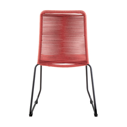Set of Two 23" Red Metal Outdoor Dining Chair