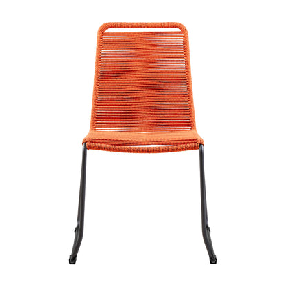 Set of Two 23" Tangerine Metal Outdoor Dining Chair