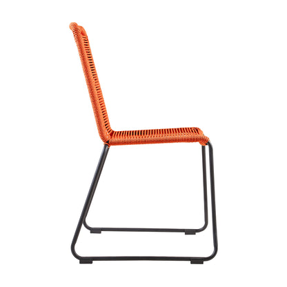 Set of Two 23" Tangerine Metal Outdoor Dining Chair