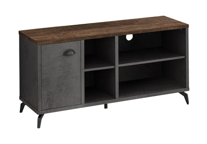 47" Brown And Gray Distressed Reclaimed Wood Enclosed and Open Storage TV Stand