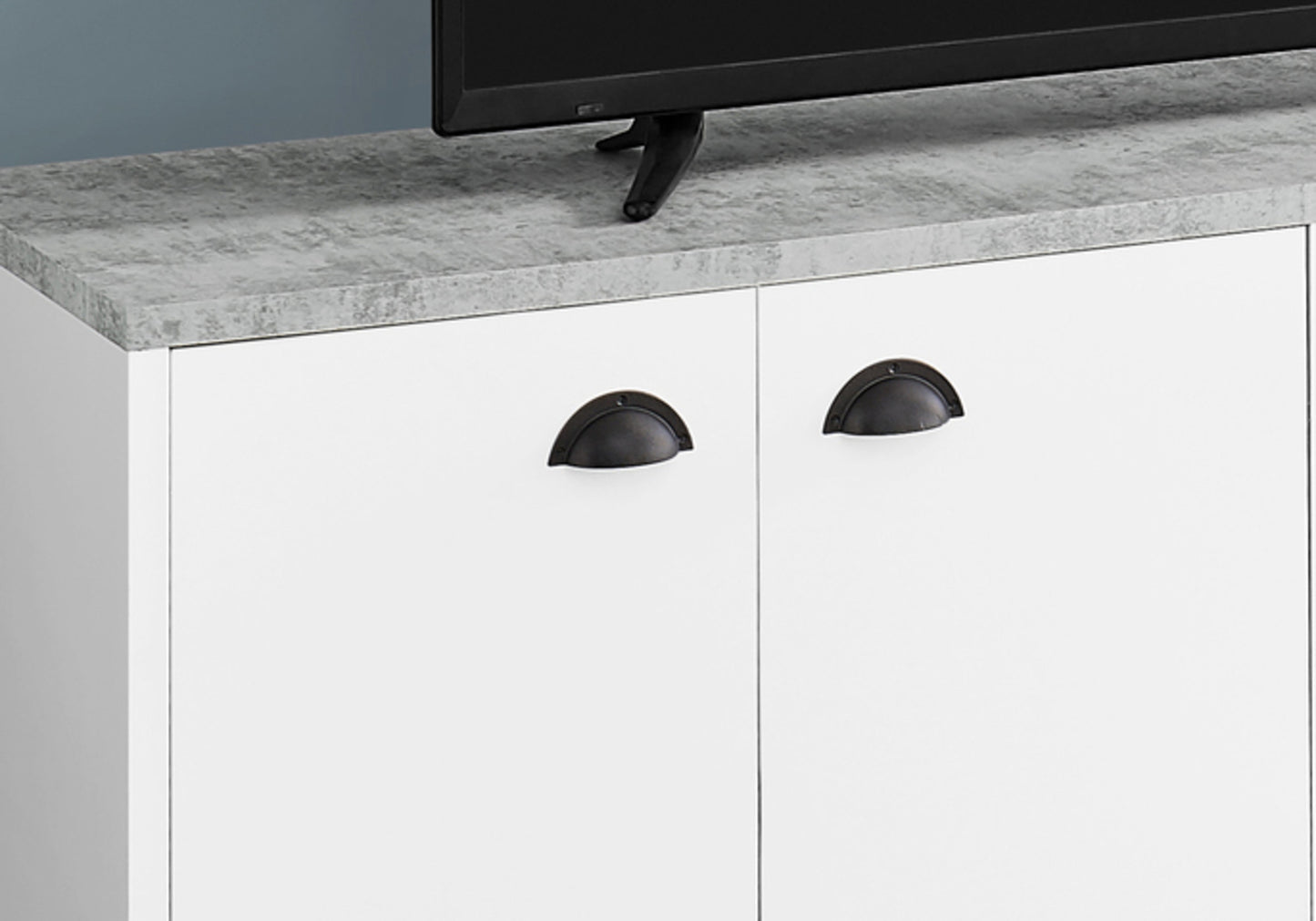 60" White Cabinet Enclosed Storage TV Stand