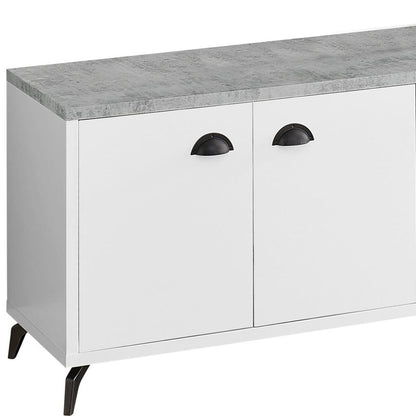 60" White Cabinet Enclosed Storage TV Stand