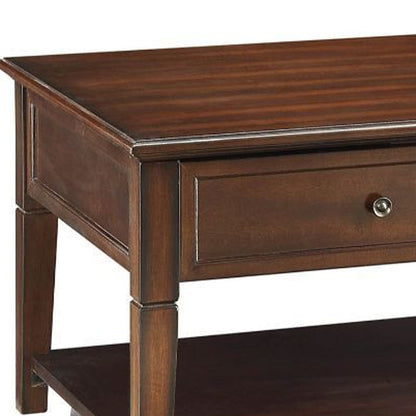 48" Brown Wood Lift Top Coffee Table With Shelf