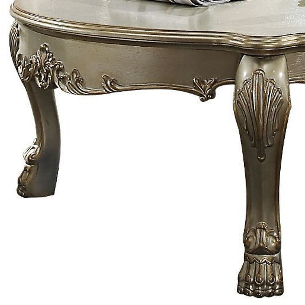 54" Gold and Bone Wood Coffee Table