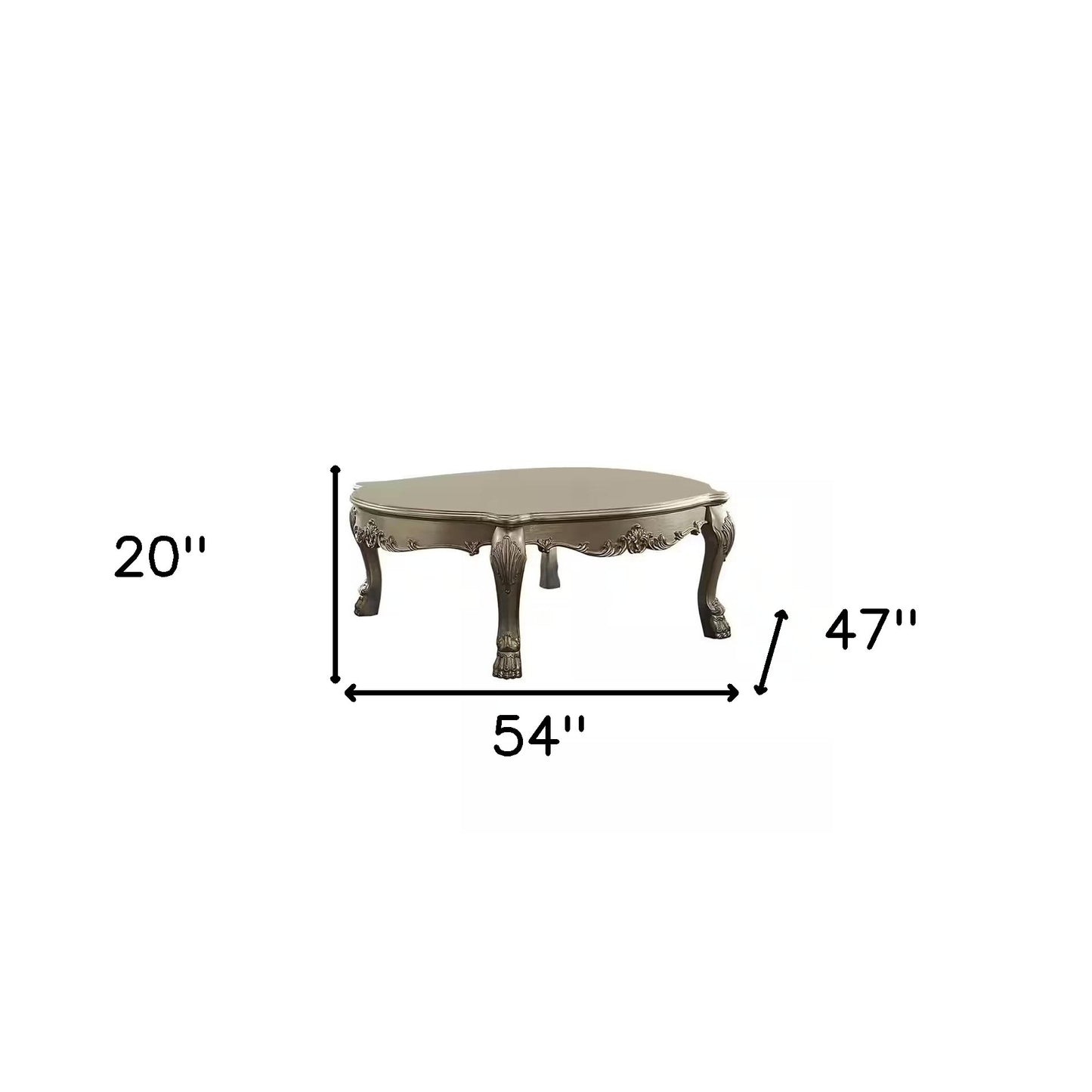 54" Gold and Bone Wood Coffee Table