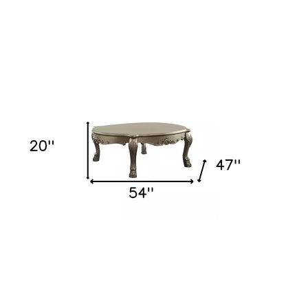 54" Gold and Bone Wood Coffee Table