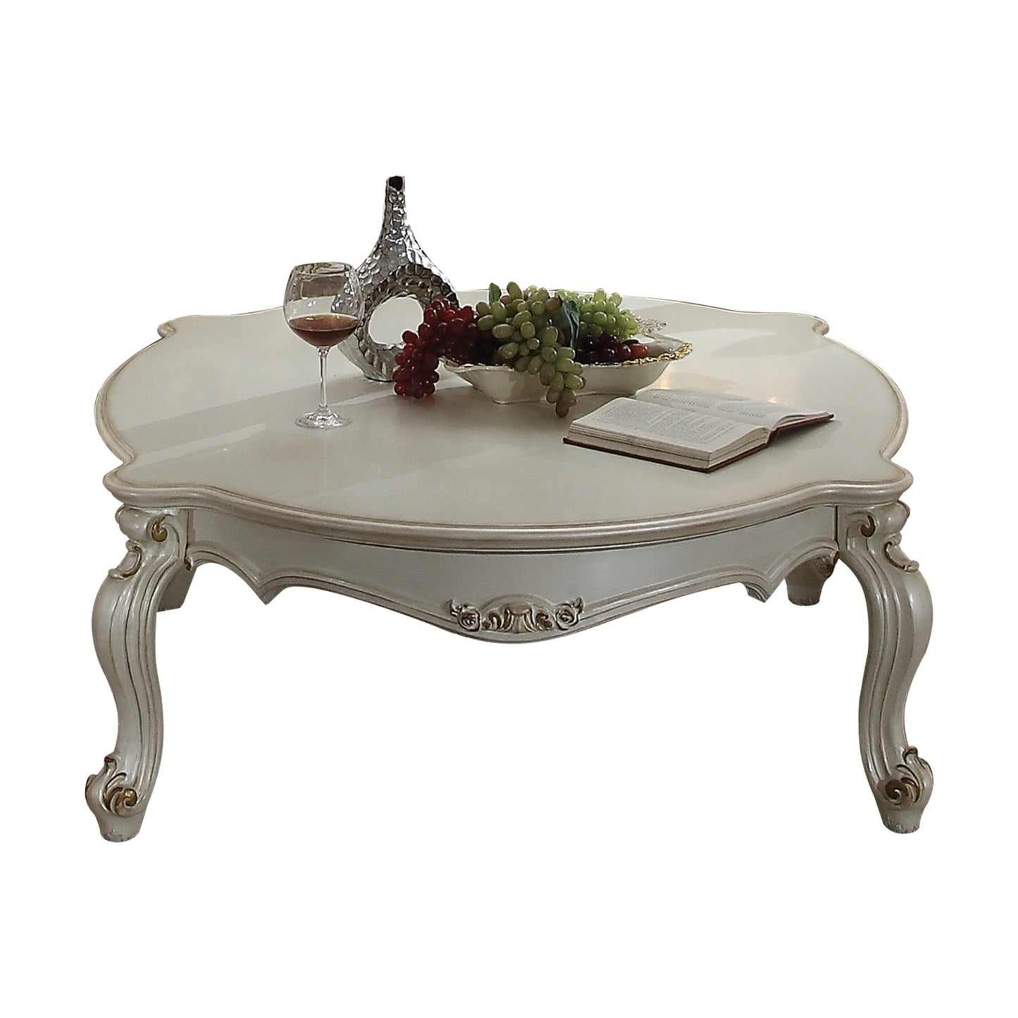 54" Pearl Wood And Polyresin Coffee Table