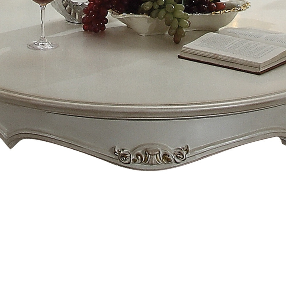 54" Pearl Wood And Polyresin Coffee Table