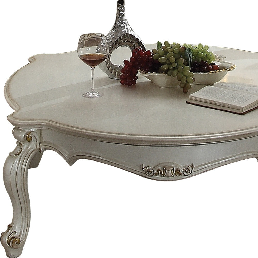 54" Pearl Wood And Polyresin Coffee Table