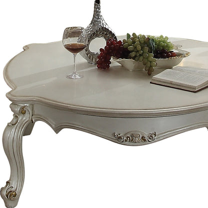 54" Pearl Wood And Polyresin Coffee Table