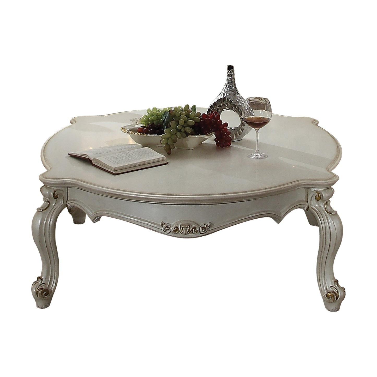 54" Pearl Wood And Polyresin Coffee Table