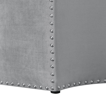 33" Gray Velvet Tufted Octagonal Cocktail Ottoman
