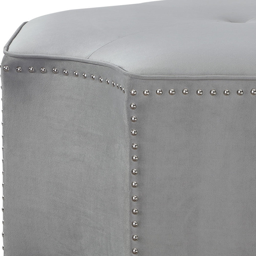 33" Gray Linen Specialty Cocktail Ottoman