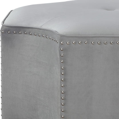 33" Gray Linen Specialty Cocktail Ottoman
