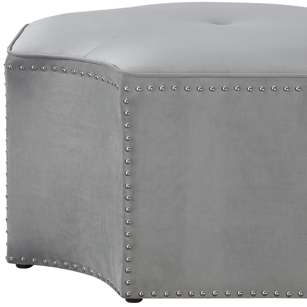 33" Gray Linen Specialty Cocktail Ottoman